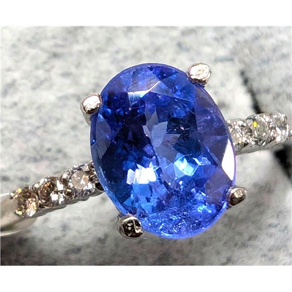 PT950 PLATINUM (3g) TANZANITE (1CT) DIA (0.05CT) RING : SIZE 5 RING