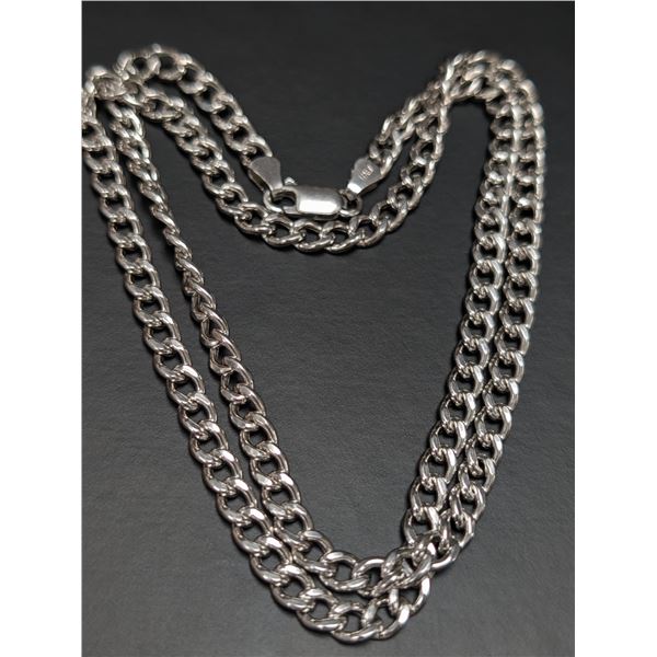 SILVER (10.26g) HOLLOW RHODIUM PLATED CHAIN 20"
