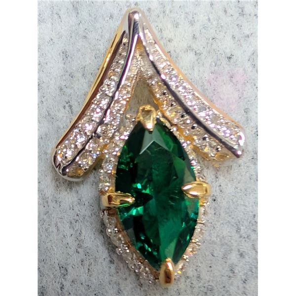 SILVER CREATED EMERALD (1ct) PENDANT