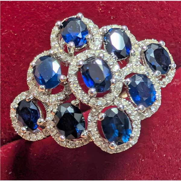 SILVER (3.8g) BLUE SAPPHIRE (APP 2ct) RING