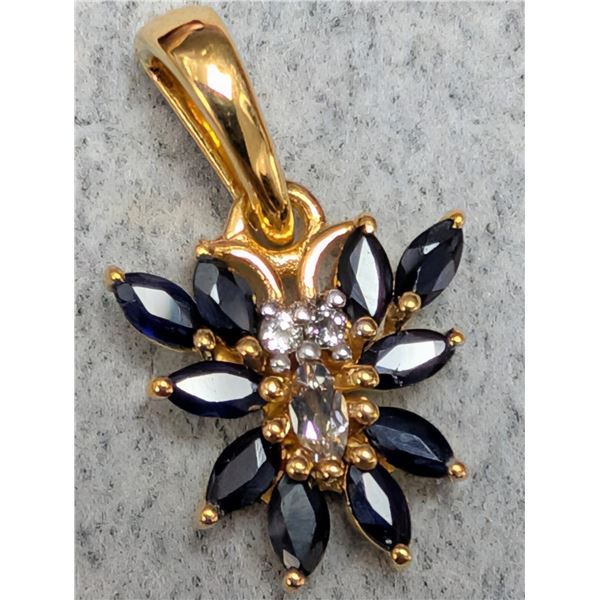 SILVER GENUINE SAPPHIRE (2.25ct) PENDANT