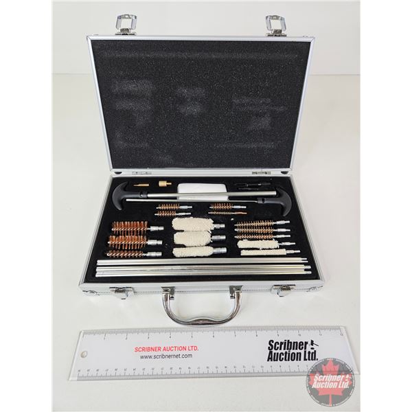 Gun Cleaning Kit w/Aluminum Carry Case (Multiple Calibers) (Unused) (Measures : 8"H x 12"W x 2"D)