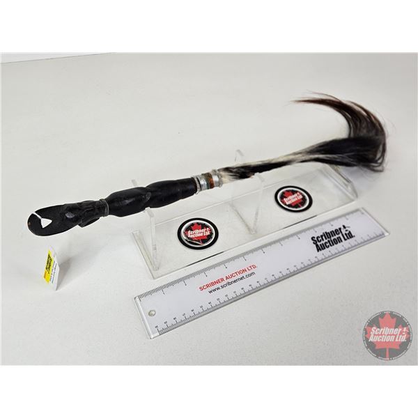 Vintage Hand Carved Hair Fly Whisk (Kenya) (Total Length : 27")