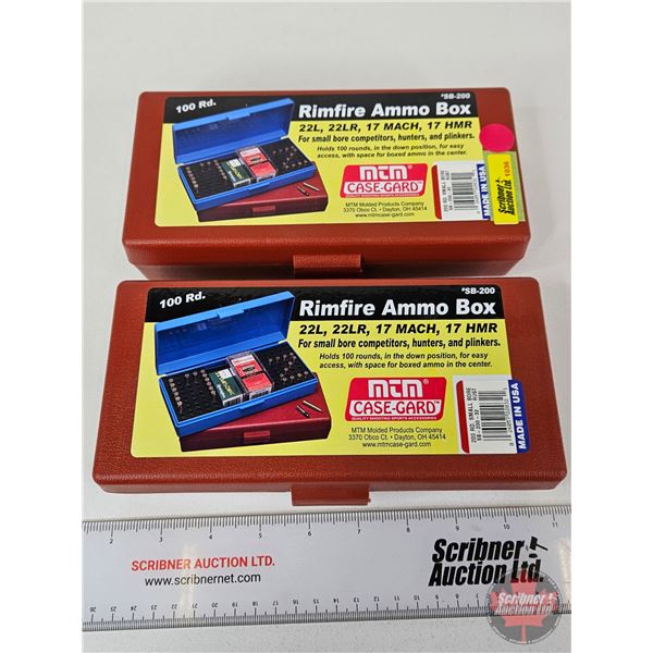 Case-Gard 100 Rds Rimfire Ammo Box (2) (Unused)  (Measures : 2"H x 9"W x 4"D)