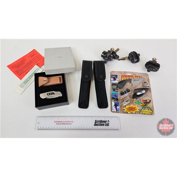 Combo :  - Outdoor Edge "The Wedge" Knife - Sheaths (2) - Promotional Zippo Knife - Master Trigger L