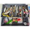 Image 2 : Old Pal Tackle Box w/Contents  Including Spoons, Bobbers, Crank Baits, etc (Box Measures : 5"H x 12-