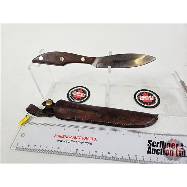 Belt Knife : Stainless Steel "Japan" c/w Leather Sheath (Total Length of Knife : 8-1/2")