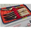 Image 2 : Stainless Steel Sheffield, England Knife Set (5) : - Mutual (4) - Cox Co Ltd (Case Measures : 2"H x 