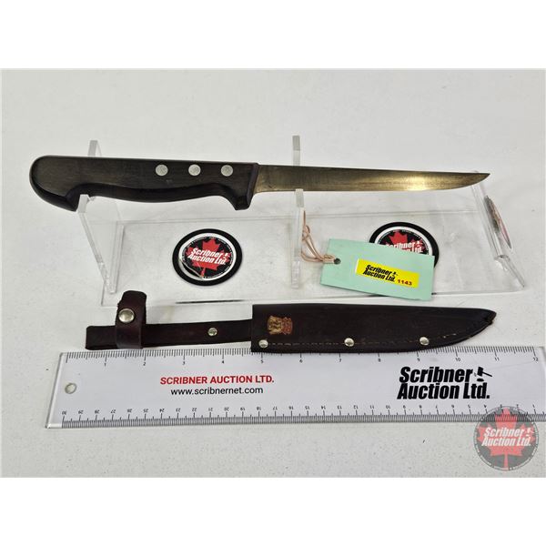 Fillet Knife w/Leather Sheath (Consignor Tag ~ Storchmesser Germany) (Total Length of Knife : 11-1/2