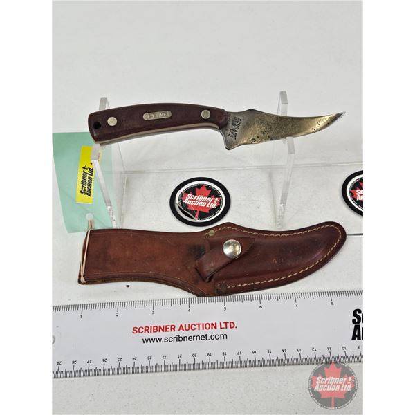 Belt Knife w/Leather Sheath (Consignor Tag ~ Vintage Schrade Old Timer USA 152) (Total Length of Kni