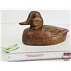 Image 1 : Wooden Duck Decoy  (Consignor Tag ~ Vintage Hand Carved Redhead Working Decoy) (Measures : 7"H x 6-1