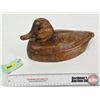 Image 2 : Wooden Duck Decoy  (Consignor Tag ~ Vintage Hand Carved Redhead Working Decoy) (Measures : 7"H x 6-1