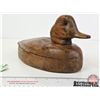 Image 4 : Wooden Duck Decoy  (Consignor Tag ~ Vintage Hand Carved Redhead Working Decoy) (Measures : 7"H x 6-1