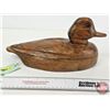 Image 5 : Wooden Duck Decoy  (Consignor Tag ~ Vintage Hand Carved Redhead Working Decoy) (Measures : 7"H x 6-1
