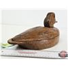 Image 6 : Wooden Duck Decoy  (Consignor Tag ~ Vintage Hand Carved Redhead Working Decoy) (Measures : 7"H x 6-1