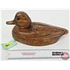Image 9 : Wooden Duck Decoy  (Consignor Tag ~ Vintage Hand Carved Redhead Working Decoy) (Measures : 7"H x 6-1