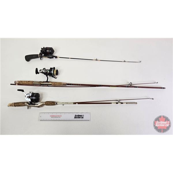 Rod & Reel Combos (3) - Ice Fishing w/Mitchell Reel - 6-1/2ft Rod & Diawa Reel  - 6ft Rod & Closed D