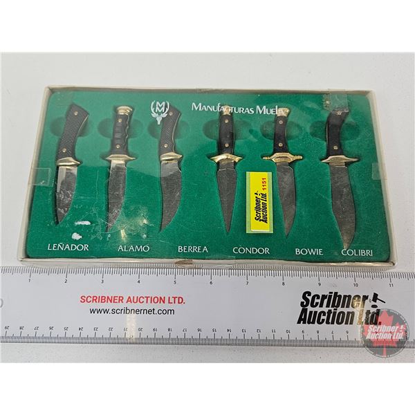 Muela Miniature Knife Set (6) - Made in Spain (Measures : 5-1/2"H x 10"W x 3/4"D)