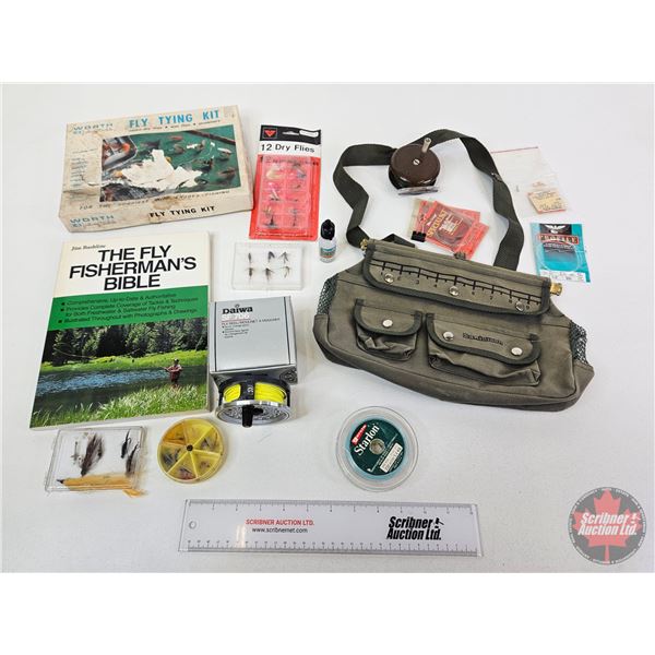 Fly Fishing Combo :  - Flies - Reels (2) - Creole Bag  - Books (2) - etc