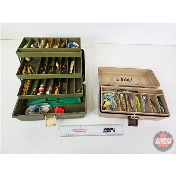 Old Pal Tackle Boxes (2) w/Contents  (Largest Measures : 7"H x 13"W x 7"D)