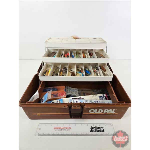 Old Pal Tackle Box : Model 1090 w/Contents (Measures : 9"H x 17-1/2"W x 9"D)