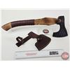 Image 1 : Hatchet w/Leather Sheath (Consignor Tag ~ Rough Forged & Hammered Bearded Hatchet : Oak & Leather Wr