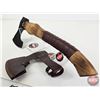 Image 4 : Hatchet w/Leather Sheath (Consignor Tag ~ Rough Forged & Hammered Bearded Hatchet : Oak & Leather Wr