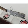 Image 2 : Folding Straight Razer w/Sheath  (Consignor Tag ~ Damascus Straight Razor w/Brass Handle)  (Open Mea