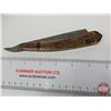 Image 6 : Folding Straight Razer w/Sheath  (Consignor Tag ~ Damascus Straight Razor w/Brass Handle)  (Open Mea