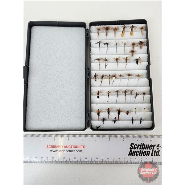 Fishing Flies (44) in Case  (Case Measures : 1-1/4"H x 8-1/2"W x 4-1/2"D)