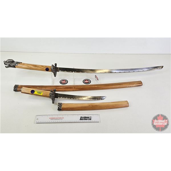Fantasy Japanese Style Swords (2) : Katana & Tanto  (Longest Measures : 38"L)