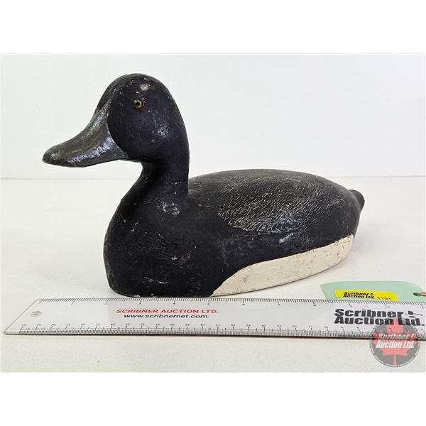 Wooden Duck Decoy (Consignor Tag ~ Hand Carved Bluebill : Working Decoy) (Measures : 7"H x 6-1/4"W x