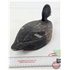 Image 6 : Wooden Duck Decoy (Consignor Tag ~ Bluebill Drake : Working Decoy : Tack Eyes : Found in Quebec : c.