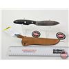 Image 1 : Belt Knife w/Leather Sheath (Consignor Tag ~ Damascus Copy of a Russell Grohman : Pictou, NS) (Total