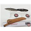 Image 5 : Belt Knife w/Leather Sheath (Consignor Tag ~ Damascus Copy of a Russell Grohman : Pictou, NS) (Total
