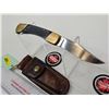 Image 2 : Folding Knife w/Leather Sheath (Consignor Tag ~ Colonial Folder : Stainless : USA) (Open Measures : 