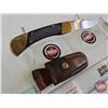 Image 3 : Folding Knife w/Leather Sheath (Consignor Tag ~ Colonial Folder : Stainless : USA) (Open Measures : 
