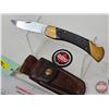 Image 6 : Folding Knife w/Leather Sheath (Consignor Tag ~ Colonial Folder : Stainless : USA) (Open Measures : 