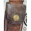 Image 7 : Folding Knife w/Leather Sheath (Consignor Tag ~ Colonial Folder : Stainless : USA) (Open Measures : 