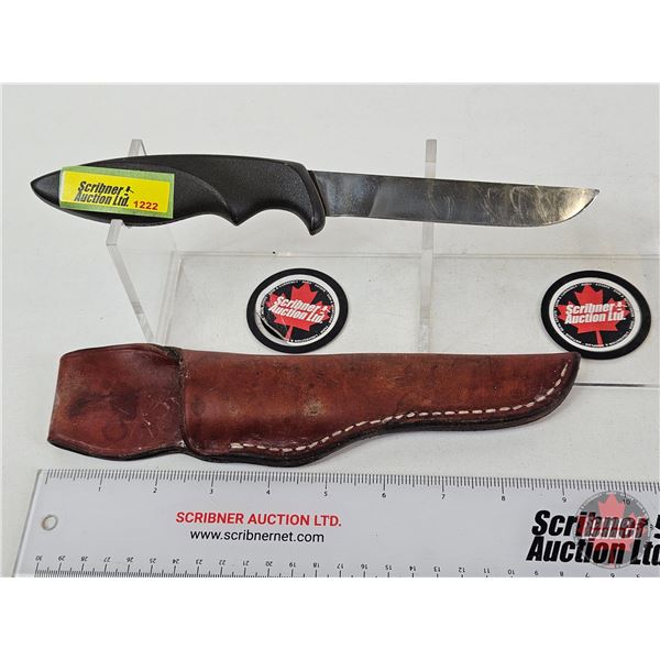 Gerber Shorty Belt Knife w/Leather Sheath  (Aluminum Handle)  (Total Length of Knife : 9-1/2"L)