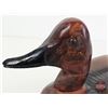 Image 10 : Wooden Duck Decoy (Consignor Tag ~ Handcarved Redhead Drake signed by Jan Weatherby c.1997) (Measure