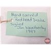 Image 14 : Wooden Duck Decoy (Consignor Tag ~ Handcarved Redhead Drake signed by Jan Weatherby c.1997) (Measure