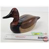 Image 1 : Wooden Duck Decoy (Consignor Tag ~ Handcarved Redhead Drake signed by Jan Weatherby c.1997) (Measure