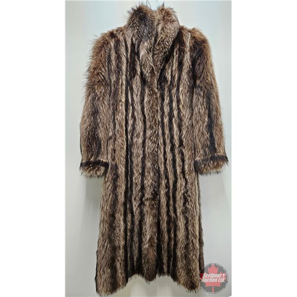"Fur Gallery " Fur Coat  (Consignor Note : Raccoon) (Size: Approx Medium/Large) (Note : Missing One 