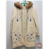 Image 1 : Vintage Hudson's Bay White Wool Winter Coat w/Fur Lined Hood (Size : 10)