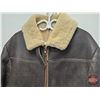 Image 4 : Vintage Sheepskin Leather Bomber Jacket (Size : Small/Medium)