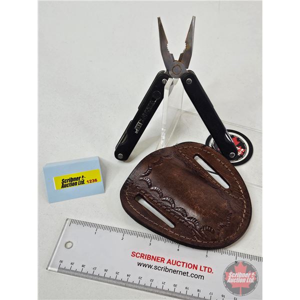 Mountain Quest Folding Multi Tool w/Belt Loop Leather Sheath