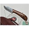 Image 4 : Skinning Knife w/Leather Sheath (Consignor Tag ~ Damascus Skinner Walnut Handle) (Total Length of Kn