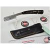 Image 4 : Folding Straight Razor w/Leather Sheath (Consignor Tag ~ Damascus Straight Razor Macarta Handle) (Op