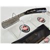 Image 5 : Folding Straight Razor w/Leather Sheath (Consignor Tag ~ Damascus Straight Razor Macarta Handle) (Op